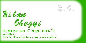 milan ohegyi business card